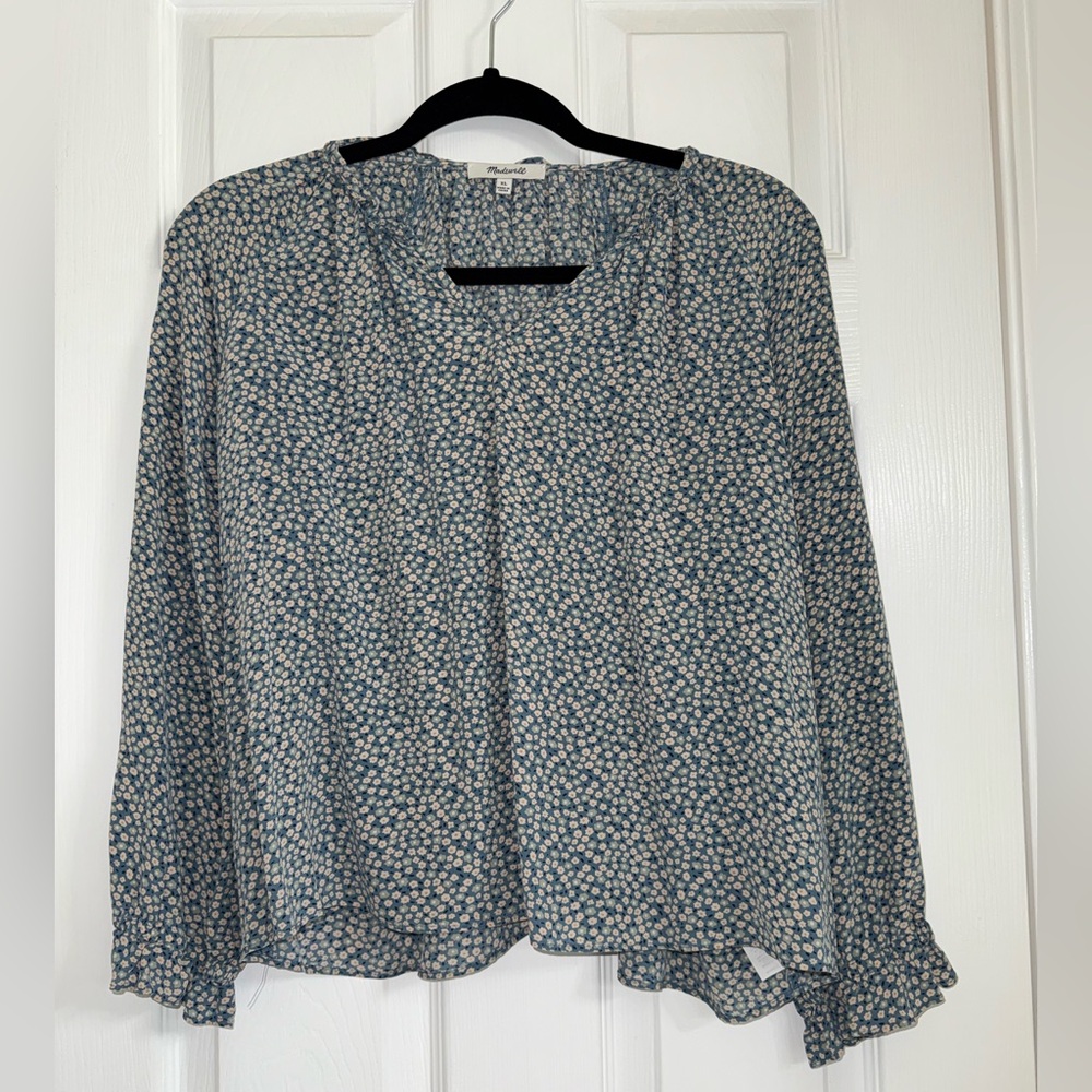 Madewell Blue and White Floral Blouse